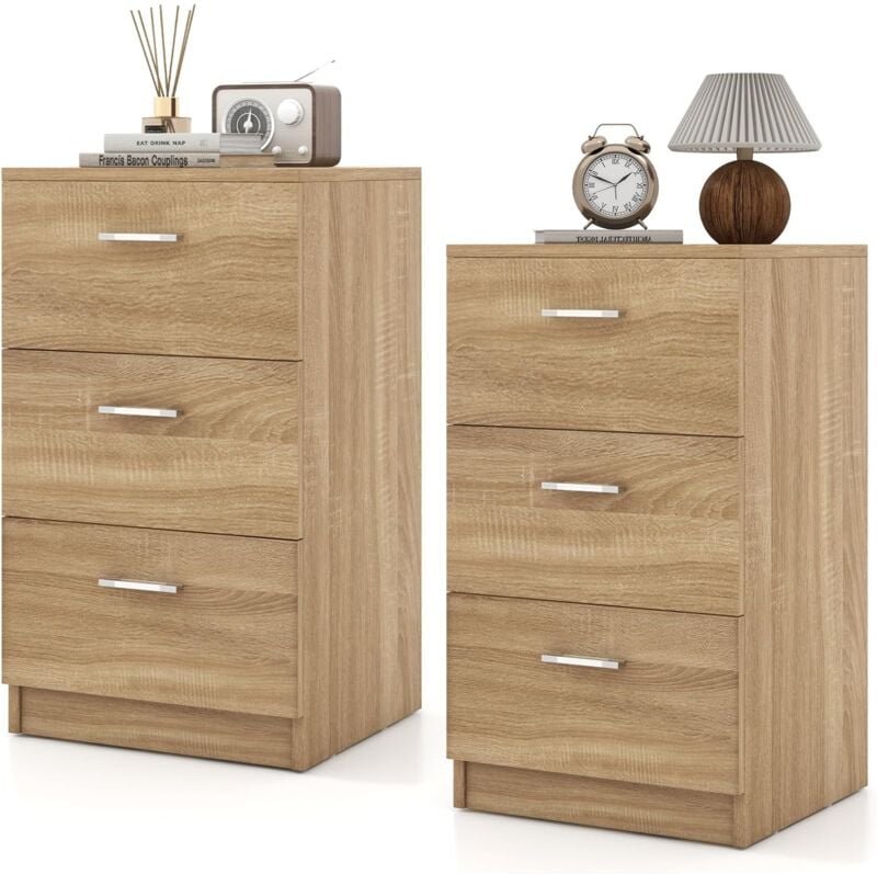 Nachttisch mit 3 Schubladen, Nachtschrank für Boxspringbett, Nachtkommode, Nachtkonsole, Beistelltisch für Schlafzimmer,...