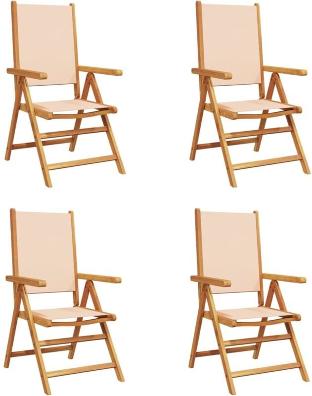 Vidaxl - Gartenstühle Verstellbar 4 Stk. Beige Stoff und Massivholz