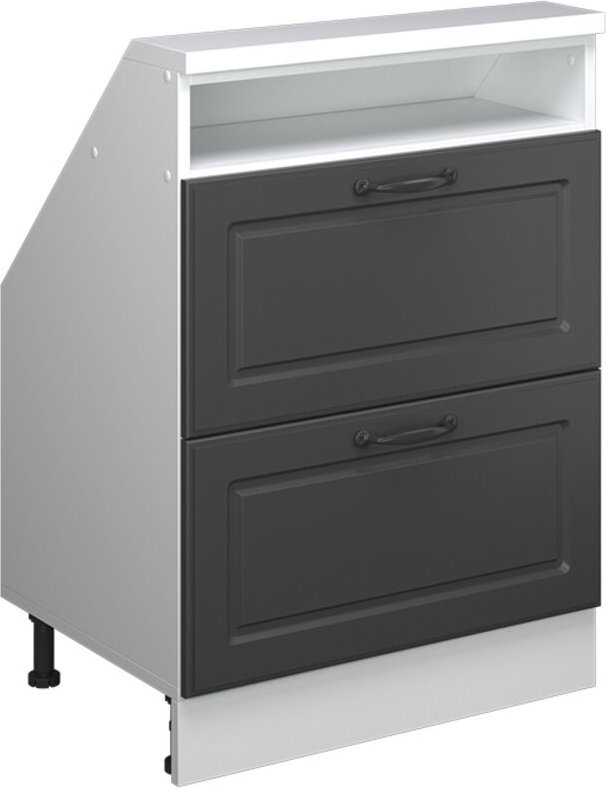 Dachschrägenschrank Rion, Anthrazit Landhaus/Weiß, mit 2 Schubladen, Vicco