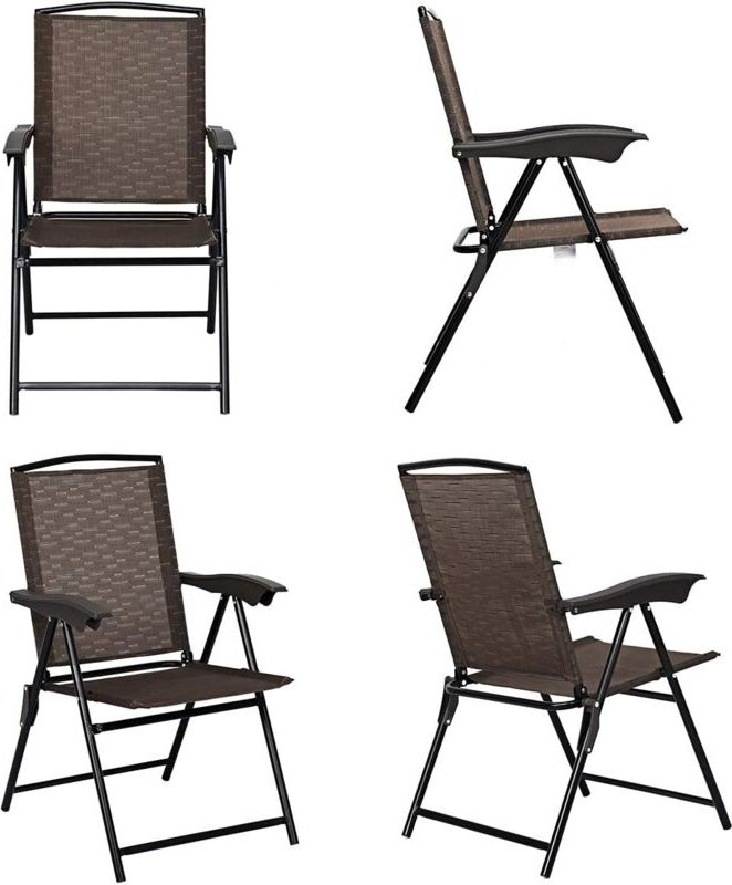 COSYWAY 4er Set Klappstühle Hochlehner, höhenverstellbar, Gartenstuhl Klappsessel, Terrassenstühle Outdoor bis 135kg, Le...