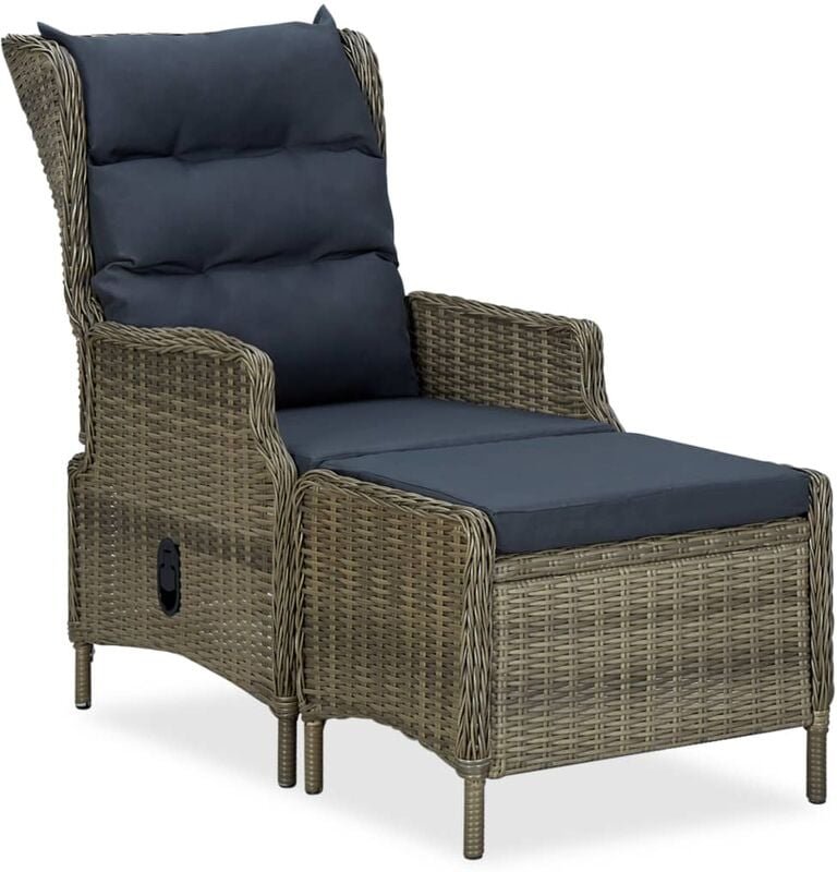 Vidaxl - Verstellbarer Gartensessel mit Fußhocker Poly Rattan Braun