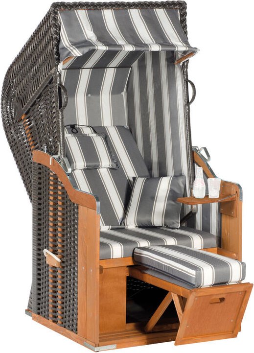 Sunny Smart - SunnySmart Garten-Strandkorb Rustikal 250 plus 1-Sitzer anthrazit/grau mit Kissen