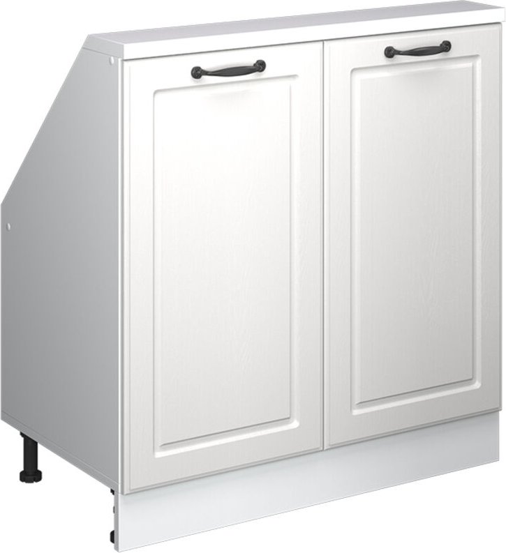 Dachschrägenschrank Rion, Weiß/Weiß Landhaus, mit 2 Türen, Vicco