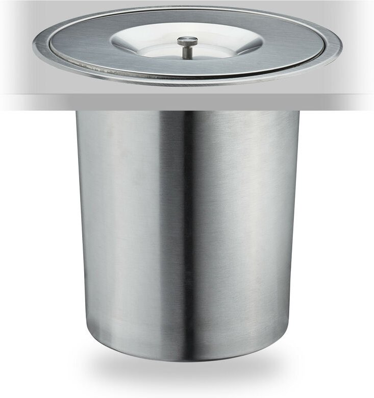 Mülleimer für Arbeitsplatte, 8 l, Edelstahl, für Biomüll, Einbaumülleimer mit Deckel, HxD: 25 x 27 cm, silber - Relaxday...