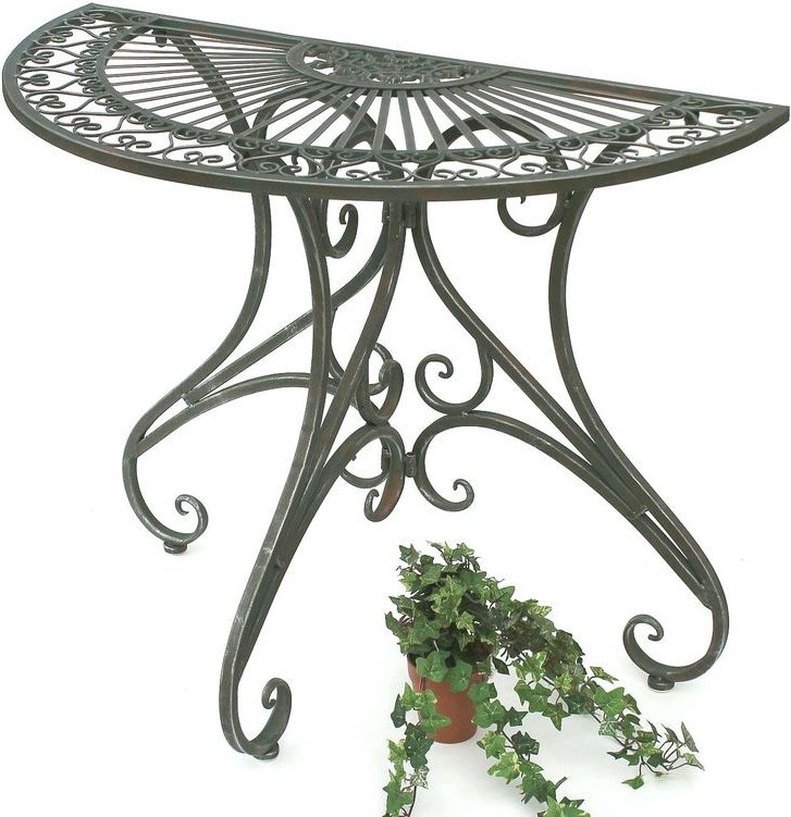 DanDiBo Tisch Halbrund Wandtisch Halbtisch 130434 Beistelltisch aus Metall 90 cm Gartentisch Konsole