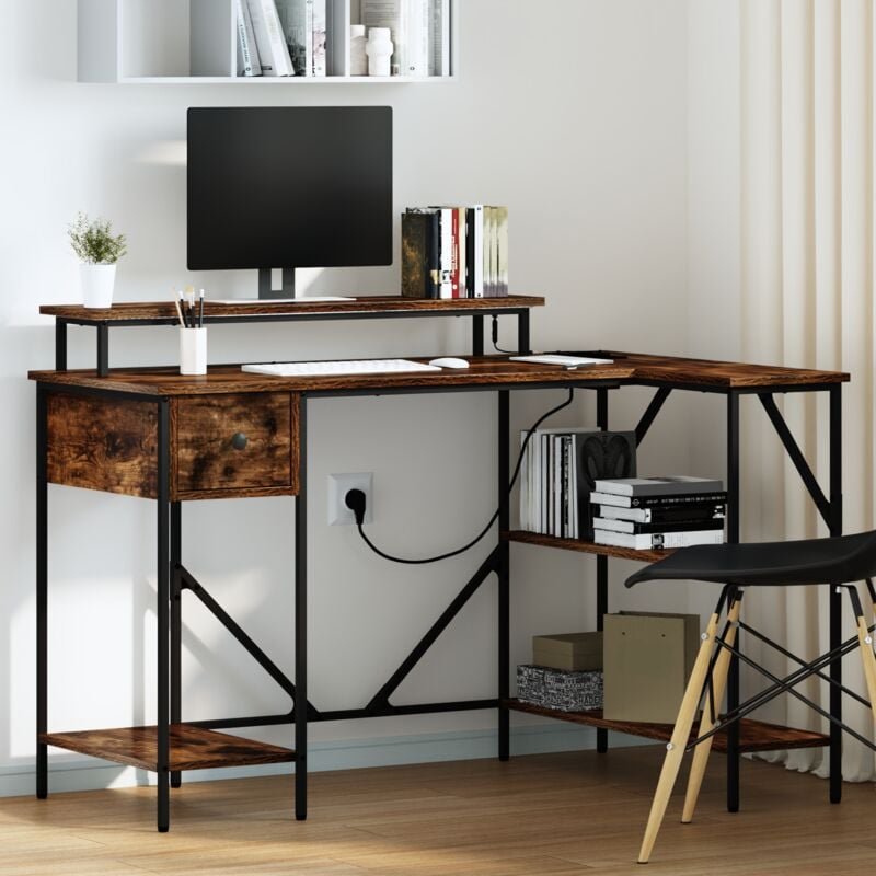 Schreibtisch Räuchereiche 120 x 79 x 86.5 cm Holzwerkstoff Vidaxl