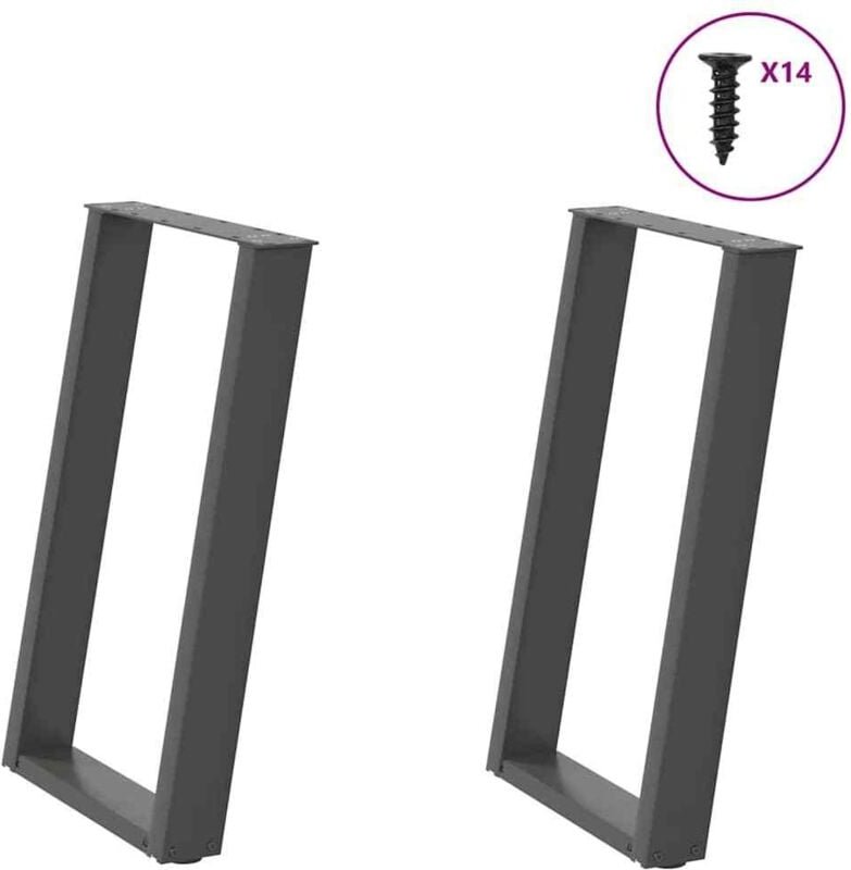 Esstischbeine U-Form 2 Stk. Anthrazit 60x(72-73) cm Stahl - Vidaxl