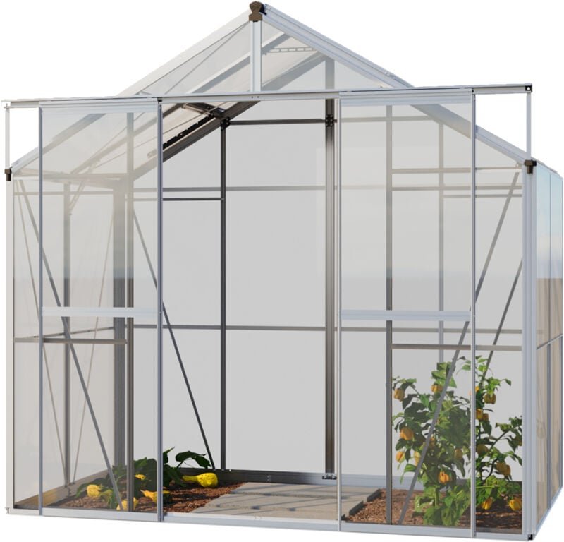 GFP Gewächshaus Jade 2 Glasgewächshaus 222x131 cm Aluminium-Rahmen, 4 mm Sicherheitsglas