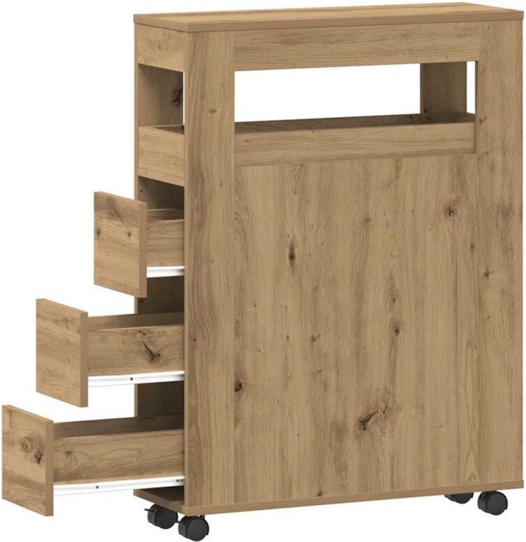 Badschrank Schmal mit Rollen Artisan-Eiche Holzwerkstoff vidaXL