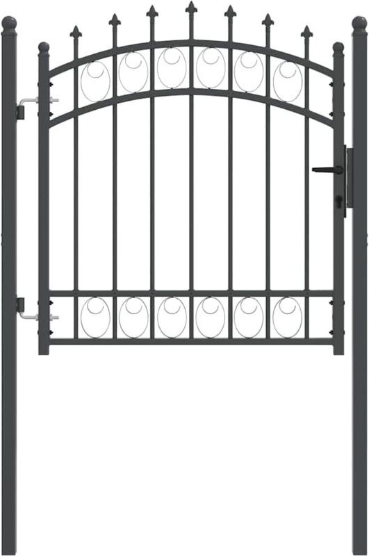 Thumbnail - Zauntor mit Spitzen Grau 100 x 100 cm Pulverbeschichteter Stahl vidaXL