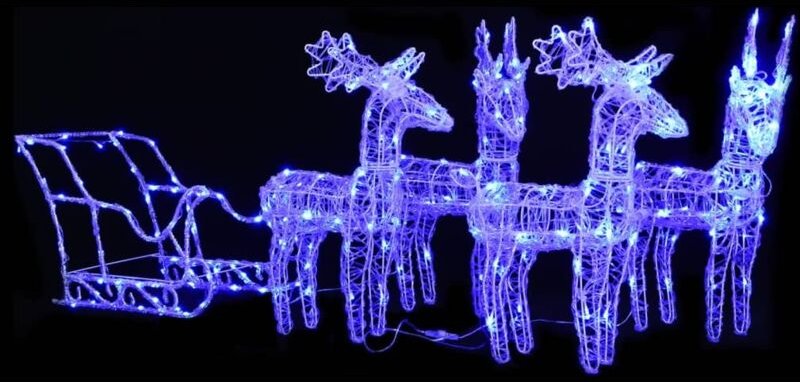 Weihnachtsdekoration Rentiere & Schlitten 280x28x55 cm Acryl vidaXL