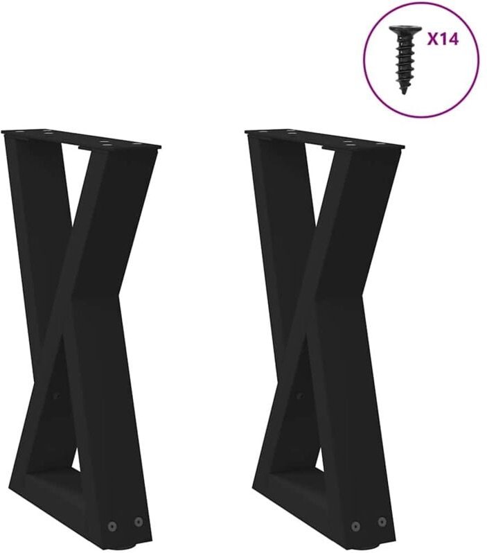 Couchtischbeine 2 Stk. Schwarz 38x(42-43,3) cm Stahl Vidaxl