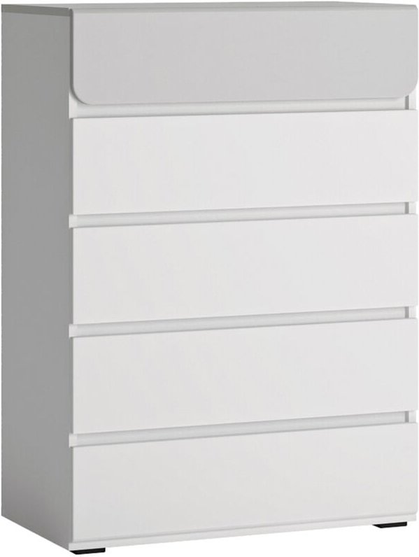 Kommode 5 Schubladen weiß, grau FLINT-129