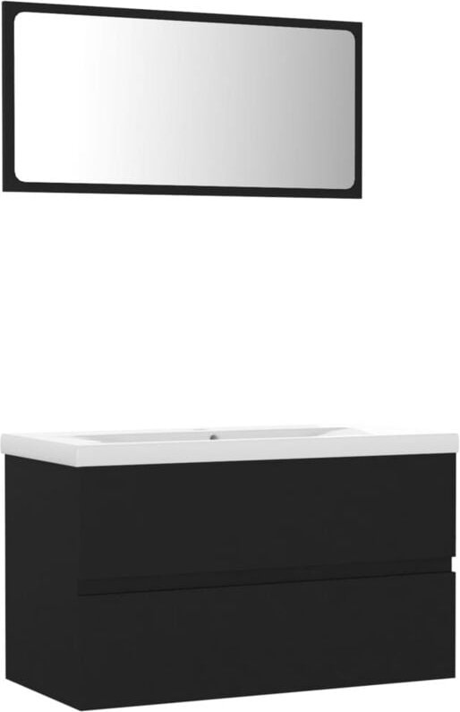 Badmöbel-Set Schwarz Holzwerkstoff vidaXL