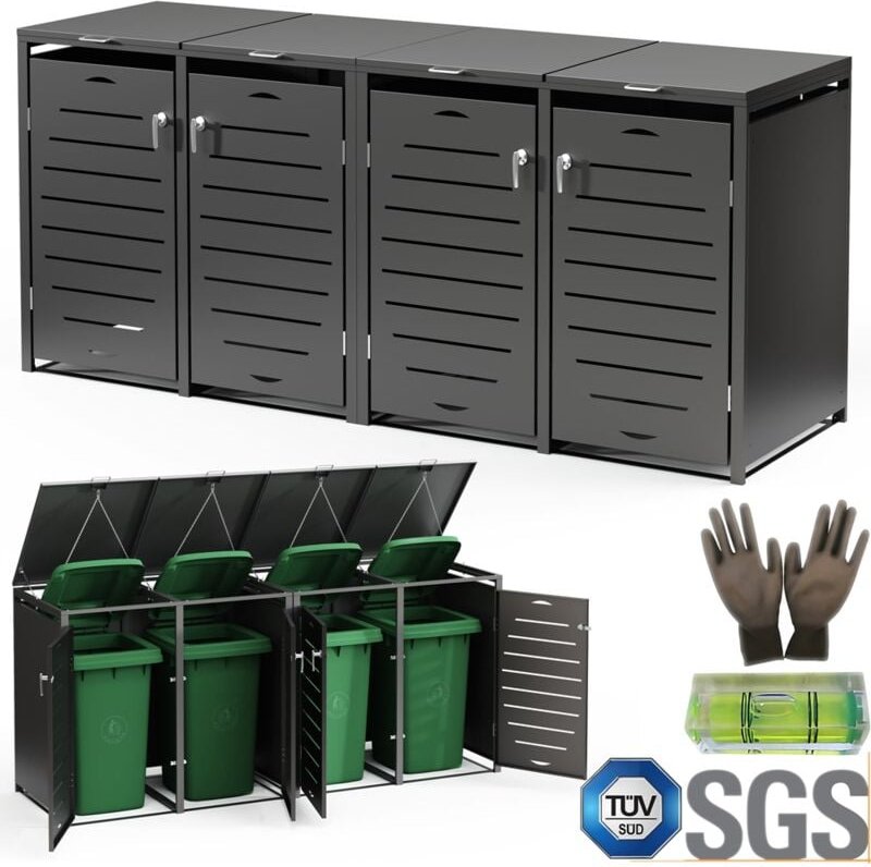 Mülltonnenbox 4er Mülltonnenverkleidung Mülltonnenhaus Abfallbehälter Müllbox
