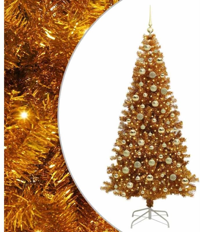 Thumbnail - Weihnachtsbaum mit 300 LEDs mit Ständer Gold 210 cm PET vidaXL