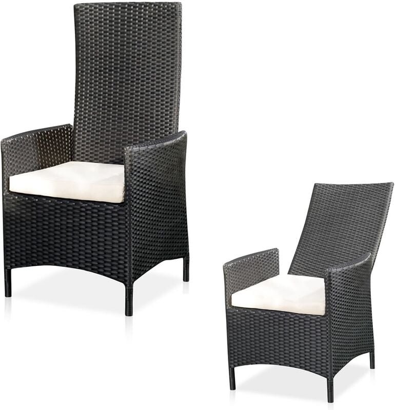 Relaxsessel Polyrattan Gartensessel, ca. 62 x 57 x 111 cm, verstellbar, wetterfest, inkl. Sitzkissen, Schwarz - Melko