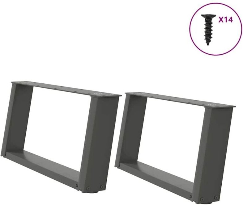 Couchtischbeine U-Form 2 Stk. Anthrazit 70x(30-31) cm Stahl Vidaxl