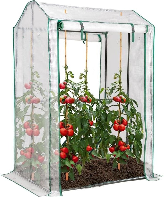 Gewaechshaus, 100x81x150cm, Foliengewaechshaus mit pe Gitterfolie, Gartengewaechshaus mit aufrollbarer Reissverschlusstü...