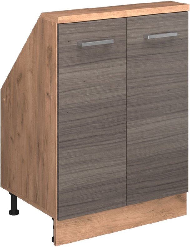 Dachschrägenschrank Rion, Edelgrau/Goldkraft Eiche, mit 2 Türen, Vicco