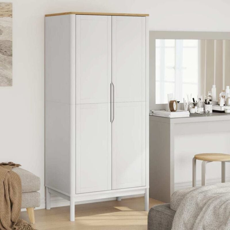 Kleiderschrank floro Weiß 77x53x171 cm Massivholz Kiefer - Vidaxl