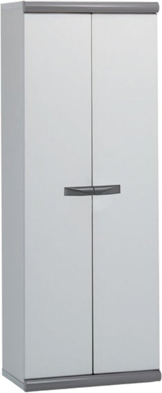 Coimbra 2 Gartenhochschrank Kunstharz 62,5x39x169 cm mit 2 Türen und 3 höhenverstellbaren Einlegeböden, Farbe Grau - Gar...