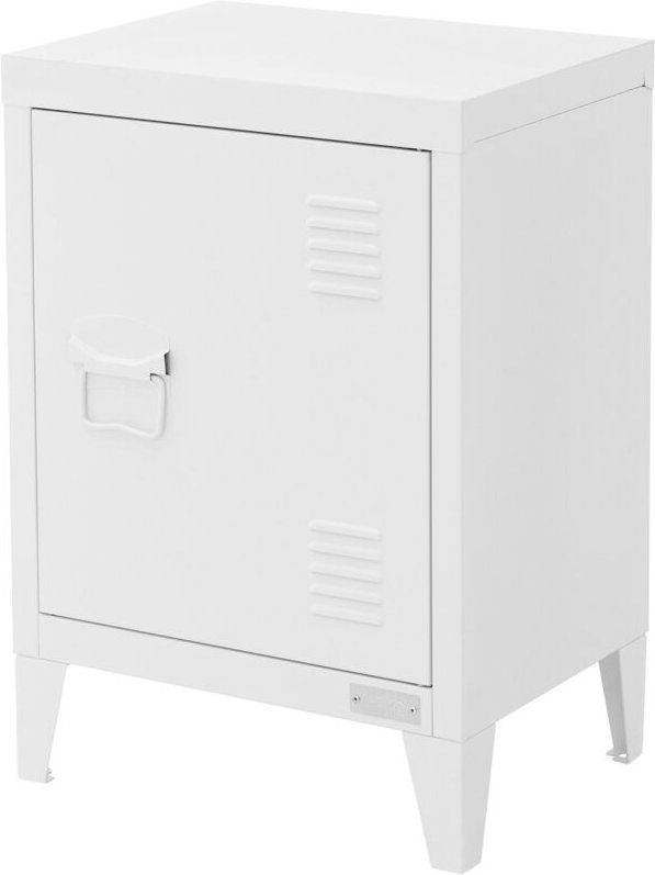 Aktenschrank, 40x30x57,5 cm, Weiß, aus Stahl, Büroschrank mit 4 Beinen, Kleiner Lagerschrank, Einzeltür Metallschrank St...