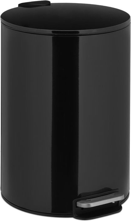 Treteimer, 12 Liter, Absenkautomatik, entnehmbarer Inneneimer, Metall, moderner Küchen Mülleimer, schwarz - Relaxdays