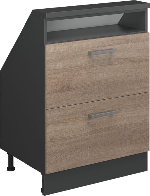 Dachschrägenschrank Rion, Sonoma/Anthrazit, mit 2 Schubladen, Vicco