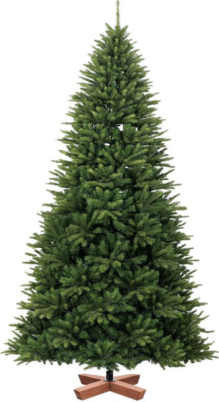 Relaxdays künstlicher Weihnachtsbaum, 210 cm, Spritzguss & PVC Nadeln, Holzständer, Tasche, Tannenbaum naturgetreu, grün