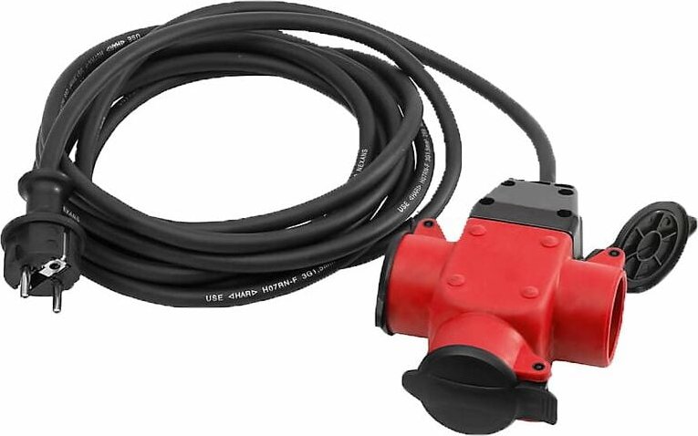 AS Schwabe 3-fach Verteilersteckdose, rot, IP44, Dreifachstecker