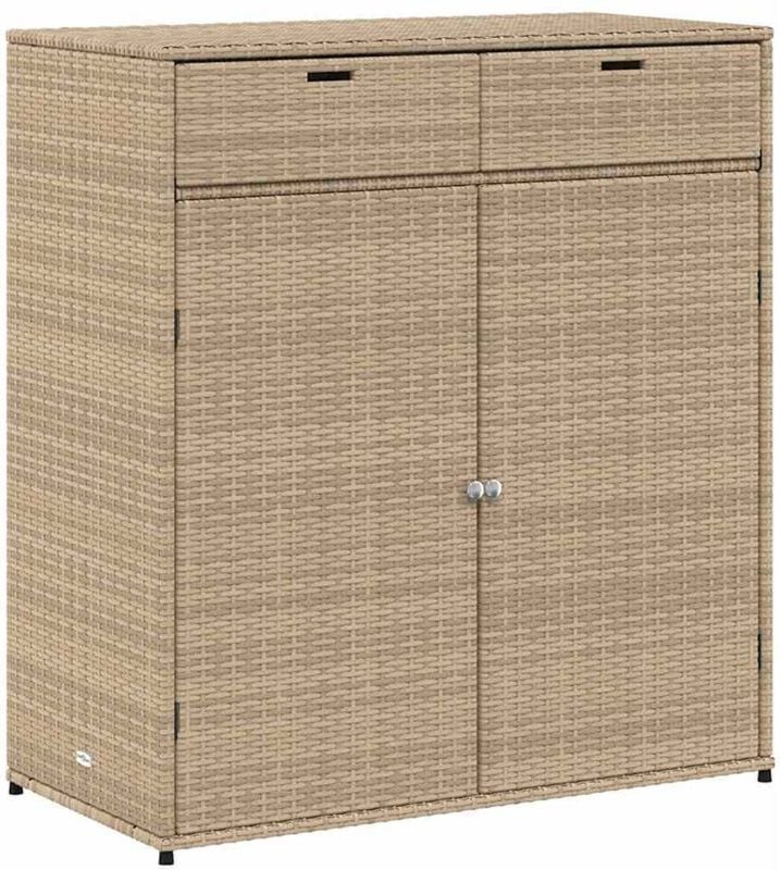 Gartenschrank Beige 105x55x113 cm Poly Rattan Vidaxl