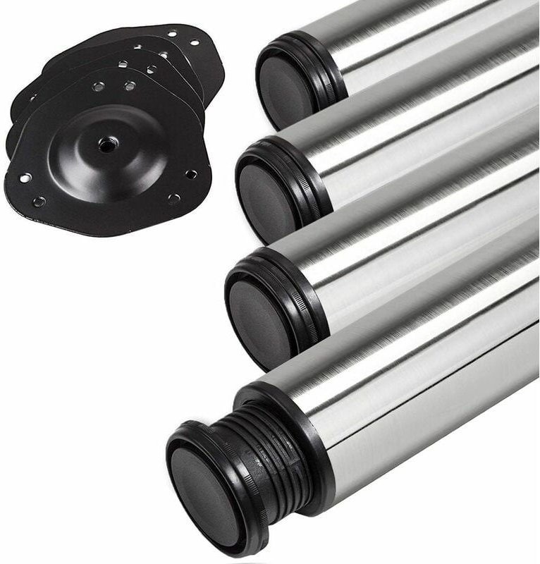 4 Stück Tischbeine Höhe 710 mm ø 76 / 80 mm echt Edelstahl gebürstet belastbar bis 300 kg (75 kg pro Stück), Schreibtisc...