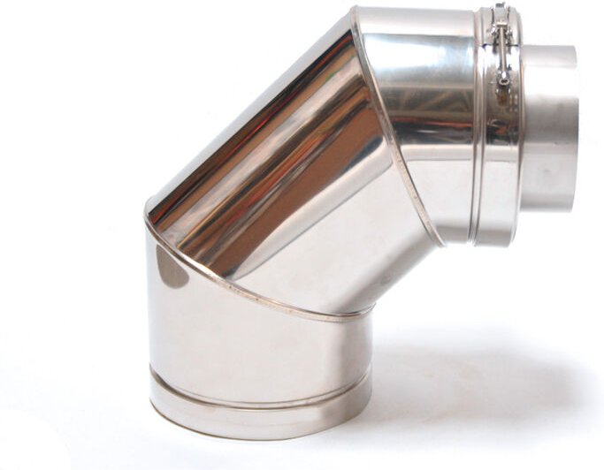Thumbnail - Rohrbogen 90° Winkel doppelwandig DN113-300 Edelstahl Rohr Bogen Schornstein 8223-113 - Astec