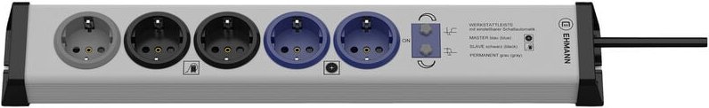 Ehmann - 0266x00059301 Master/Slave-Steckdosenleiste Silber, Schwarz Schutzkontakt 1 St.