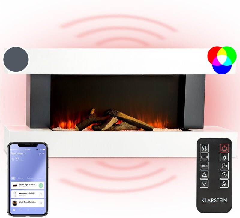 Studio Light & Fire 1 Smart Kamin 1000/2000W mdf WiFi-Steuerung - Klarstein