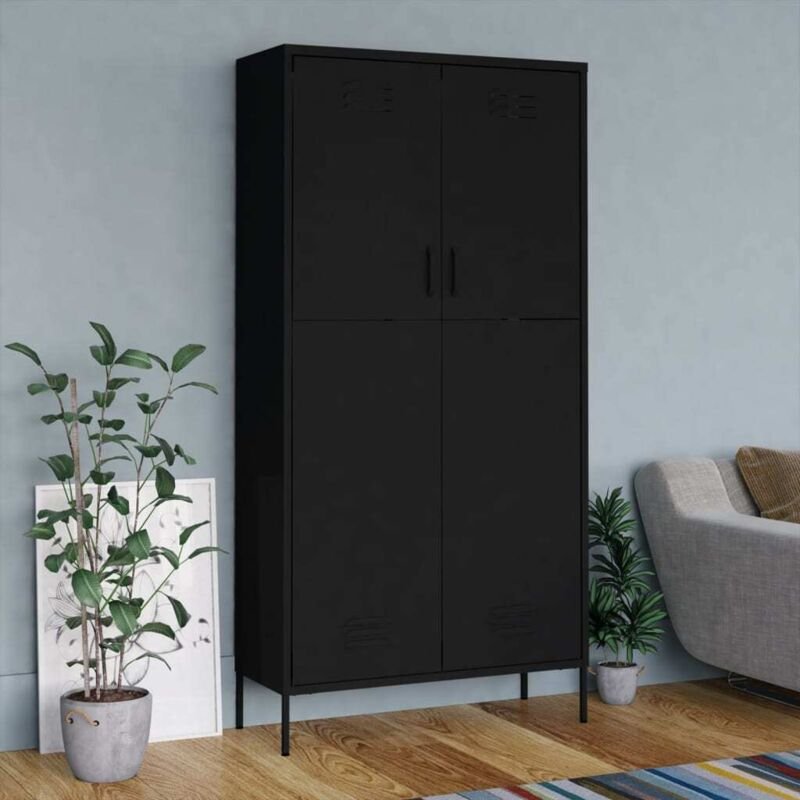 Kleiderschrank Schwarz 90x50x180 cm Stahl - Vidaxl