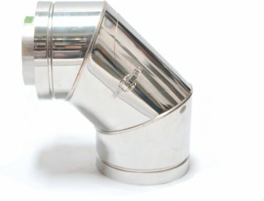 Inspektionswinkel 90° Doppelwandig DN113-300 Edelstahl Rohr Bogen Abgas Schornstein 8224-130 - Astec