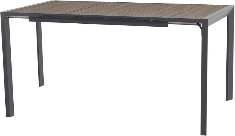 Rechteckiger ausziehbarer Gartentisch Evasion Seigle in Holzoptik & Graphitgrau - 8 Plätze