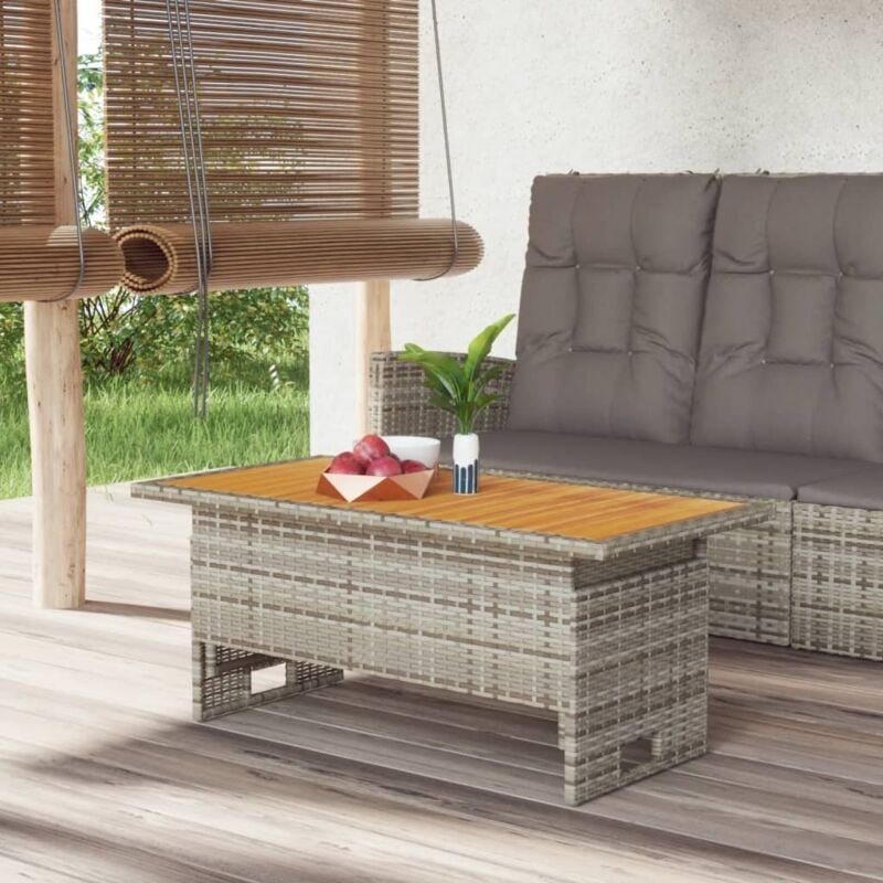 Gartentisch Grau 100x50x43/63 cm Akazienholz & Poly Rattan Vidaxl