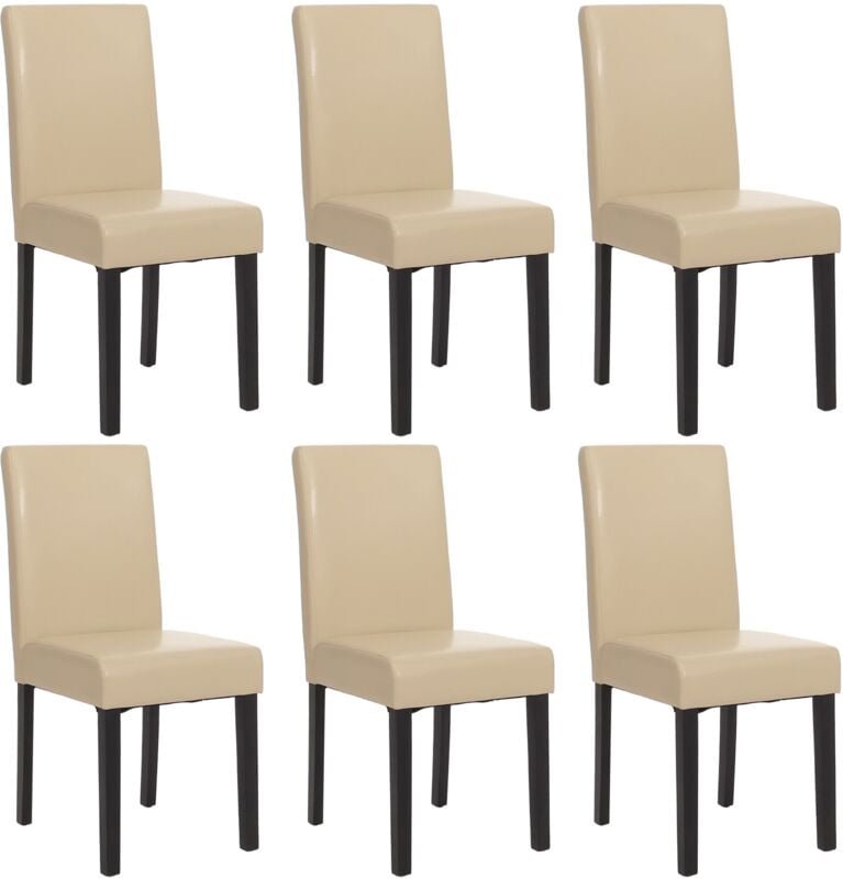 6er-Set Esszimmerstuhl Stuhl Küchenstuhl Littau Kunstleder, creme, dunkle Beine