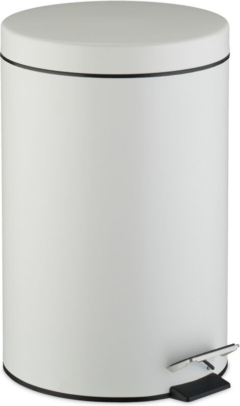 Relaxdays Mülleimer Küche, 20 Liter, mit Deckel, entnehmbarer Inneneimer, Fußpedal, mattes Design, Treteimer, weiß