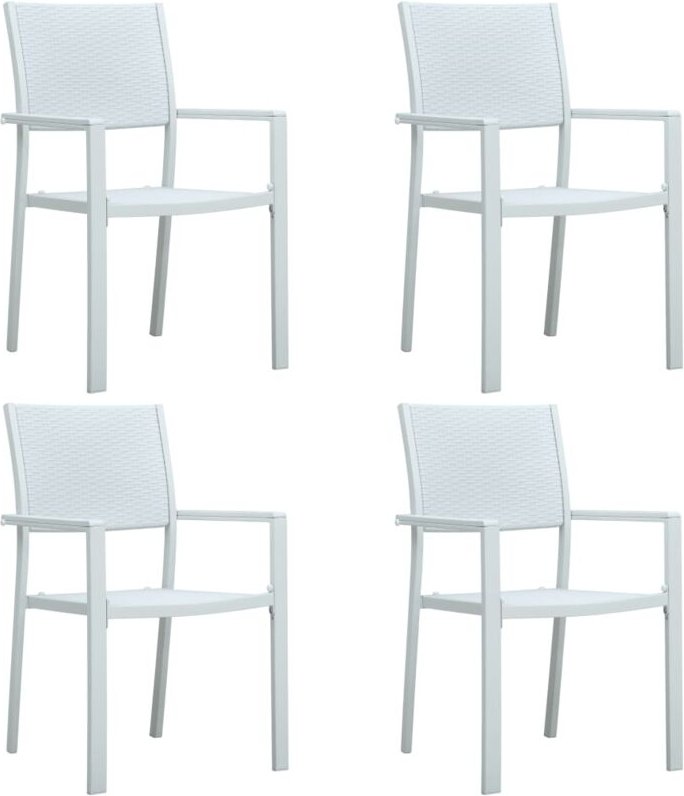 Gartenstühle 4 Stk. Weiß Kunststoff Rattan-Optik Vidaxl