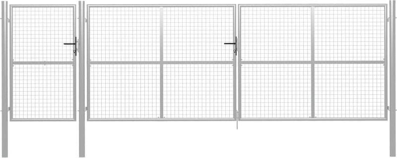 Gartentor Stahl 500×150 cm Silbern vidaXL