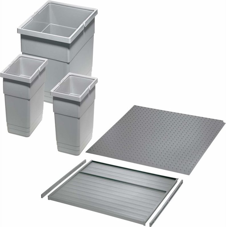 Ninka Abfalltrennsystem eins2vier KB 450 mm (2 x 6L / 1 x 13,5L) alugrau für Seitenstärke 16 mm