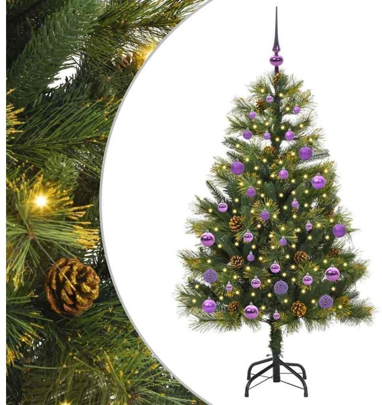 Künstlicher klappbarer Weihnachtsbaum mit Tannenzapfen 150 cm vidaXL