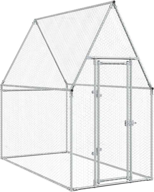 Hühnerkäfig Silbern 200x100x190 cm Verzinkter Stahl Vidaxl