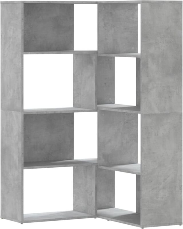 Vidaxl - Eck-Bücherregal 4 Böden Betongrau 85x85x140 cm Holzwerkstoff