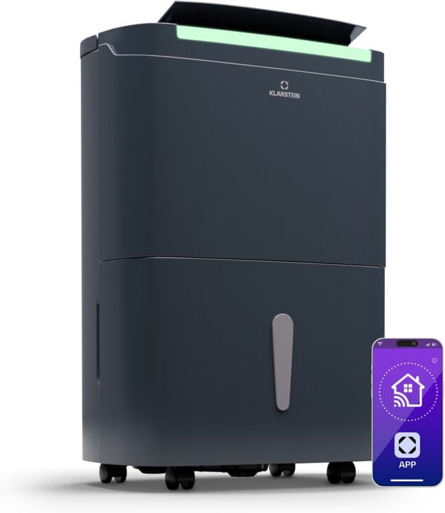 Klarstein - Luftentfeuchter Elektrisch bis 30m2, Smart Luftentfeuchter für Wohnung, Bad & Keller, Luft-Entfeuchter Leise...