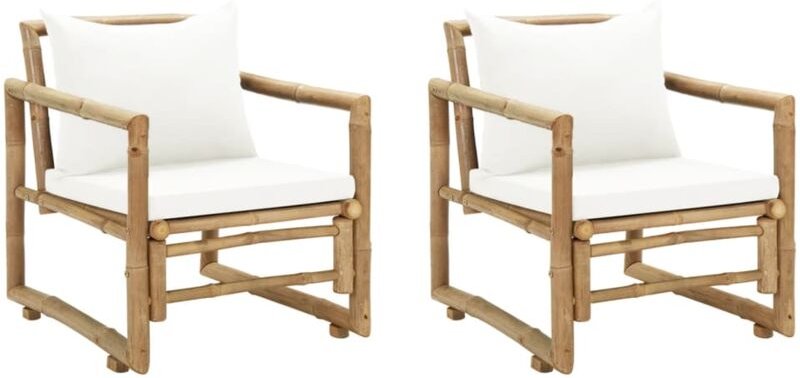 Vidaxl - Gartenstühle 2 Stk. mit Polstern und Kissen Bambus